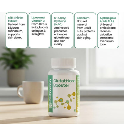 Nutrazen Glutathione Booster - 30 Tablets | Skin Brightening, Anti-Oxidant