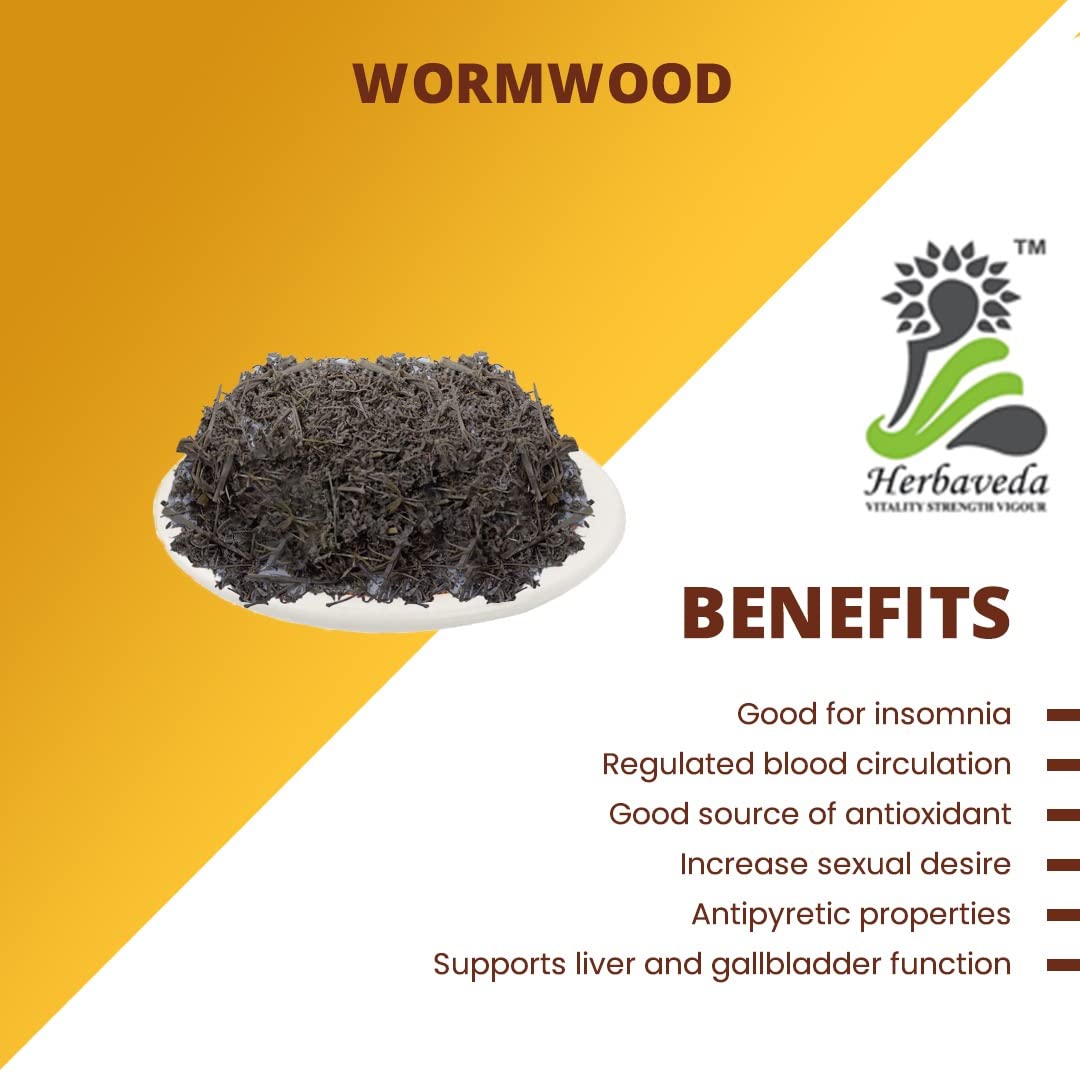 Herbaveda- Wormwood tea (dried) 50g | Artemisia Absinthium | Aids digestion & improves appetite | Afsanteen herb | Artemisia | absinthium