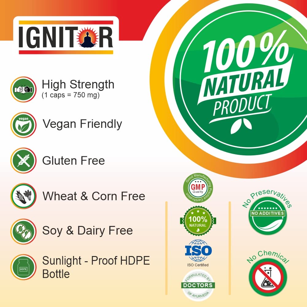 IGNITOR Pure Extract Aloe Vera Capsules Helpful for Hair Grow | Skin | Burns | Constipation - (1 Piece)