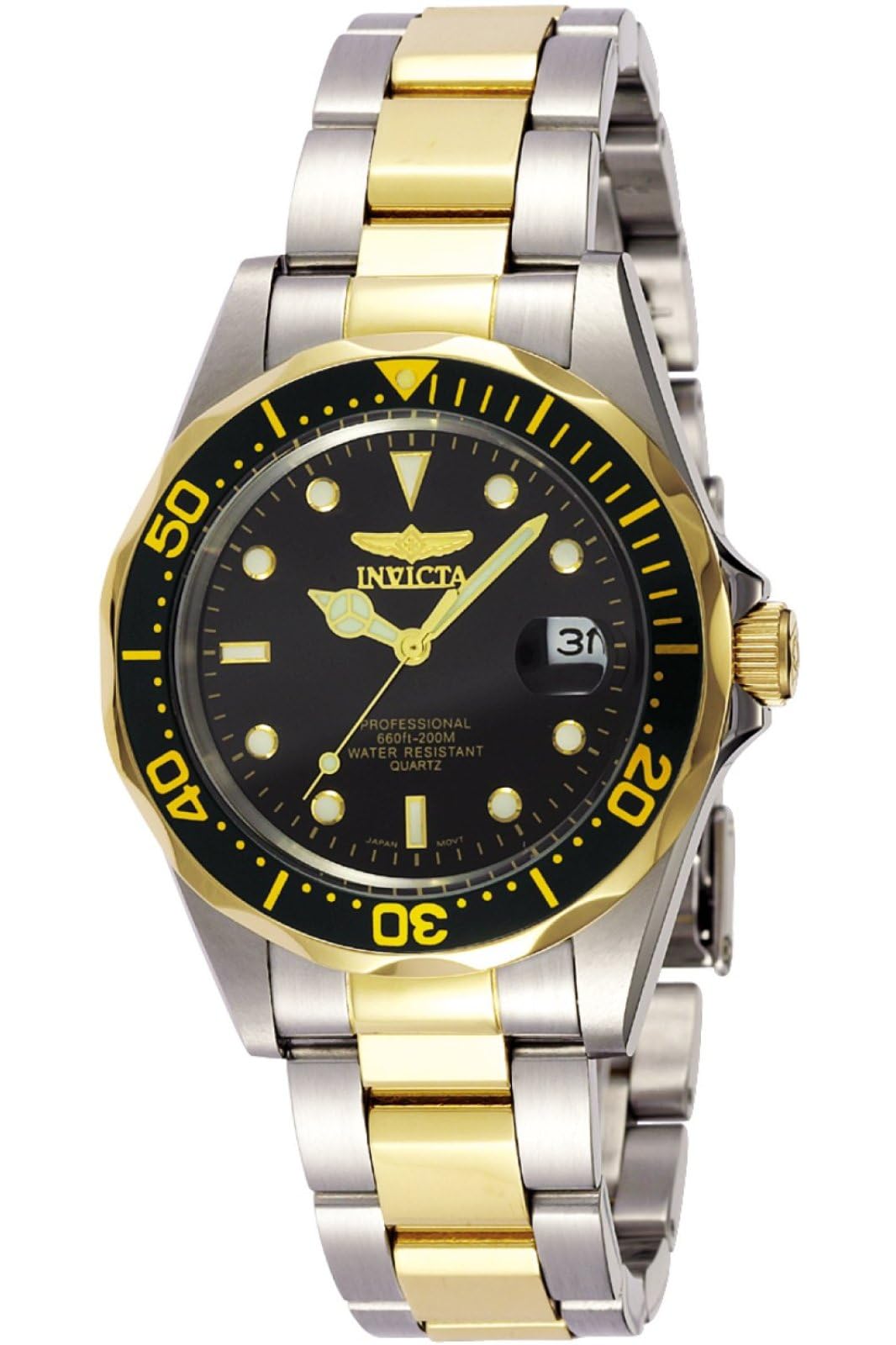 Invicta Stainless Steel Pro-Diver Analog Black Dial Men Watch-8934, Silver Band