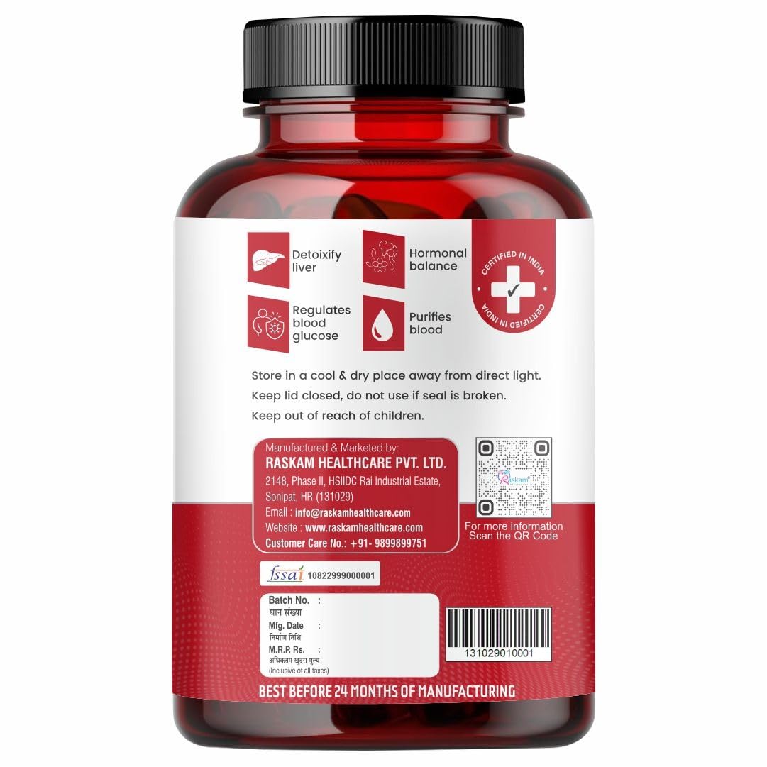 Raskam Healthcare Berberine HCL 1200mg with Ceylon Cinnamon, 60 Vegetarian Capsules, Dietary Supplement