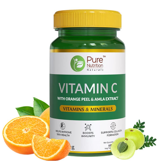 Pure Nutrition Naturals Vitamin C 1250Mg, 60 Veg Tablets With Amla & Orange Peel Extract| Boosts Immunity & Skin Health | Antioxidant Support For Men & Women | Supports Collagen Formation