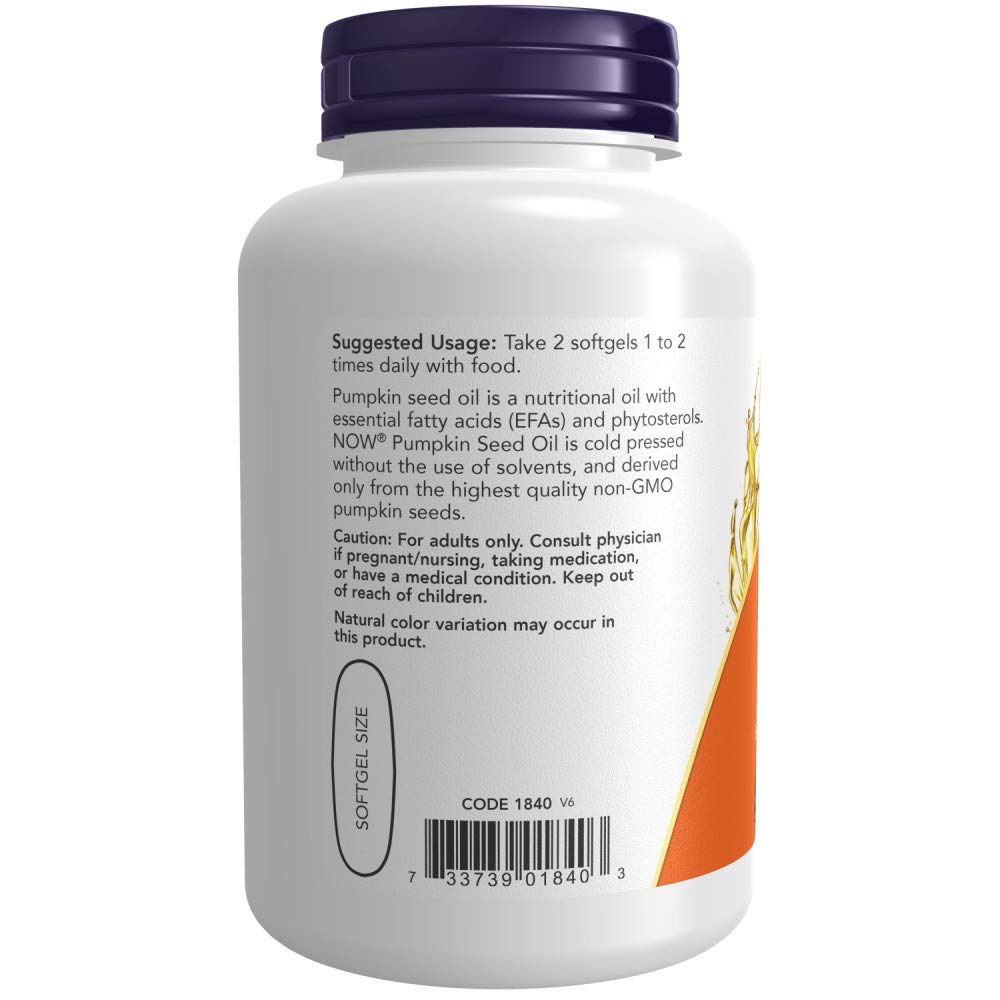 Now Pumpkin Seed Oil 1000 mg 100 softgels- image 6