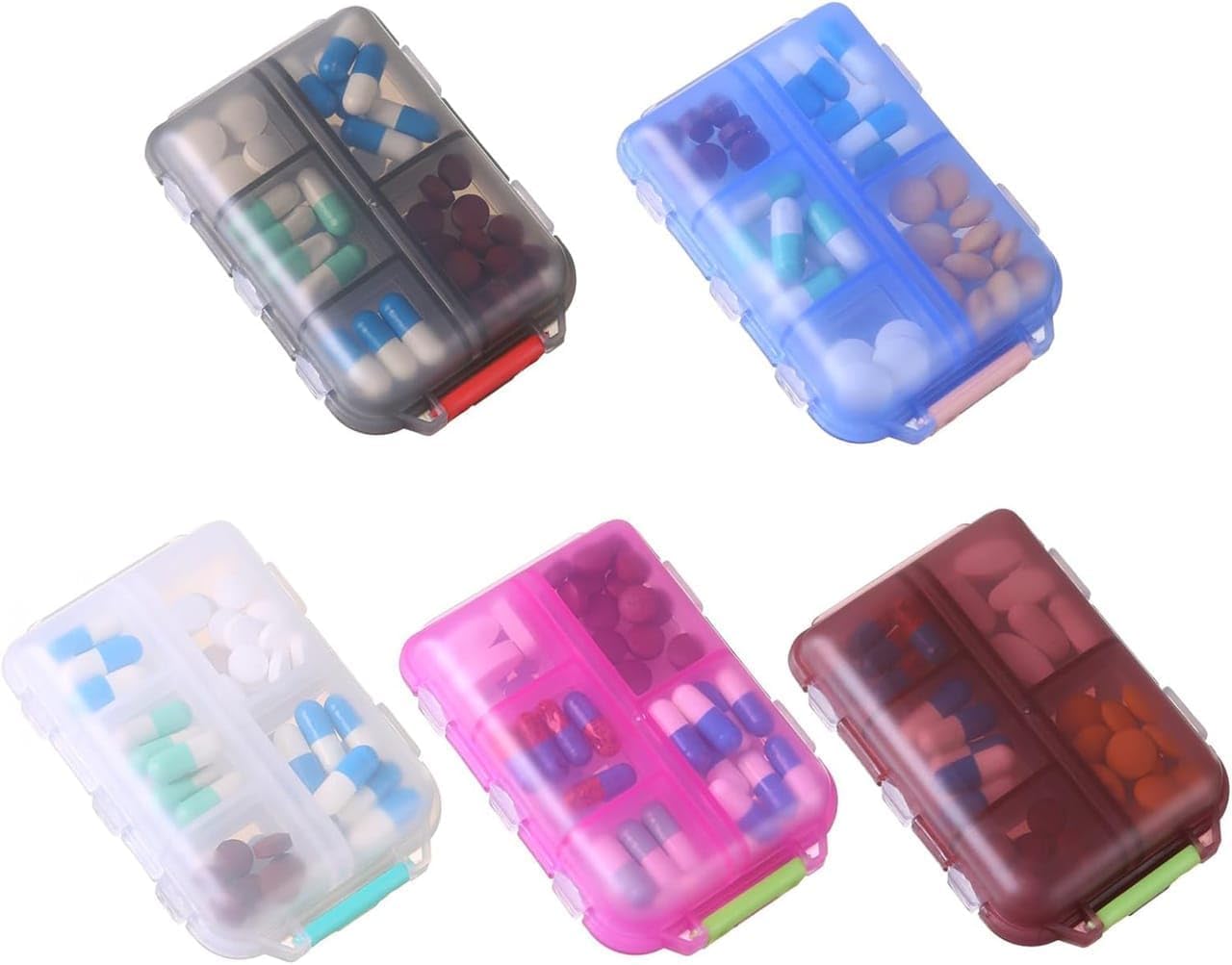 Portable Pill Organizer Box with 8 Compartments - BPA Free Moisture Resistant Medicine Storage Case for Tablets, Capsules, Vitamins & Supplements | Travel Friendly Daily Tablet Holder