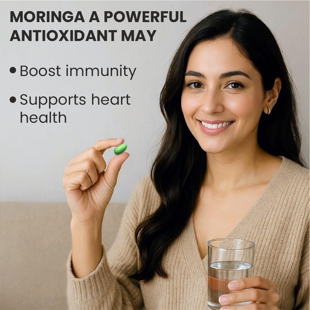 Raskam Organic Moringa Tablet with 1200mg Leaves Extract | Powder Tablets for Immunity, Digestion & Energy | Organic Leaves 120 Tablets