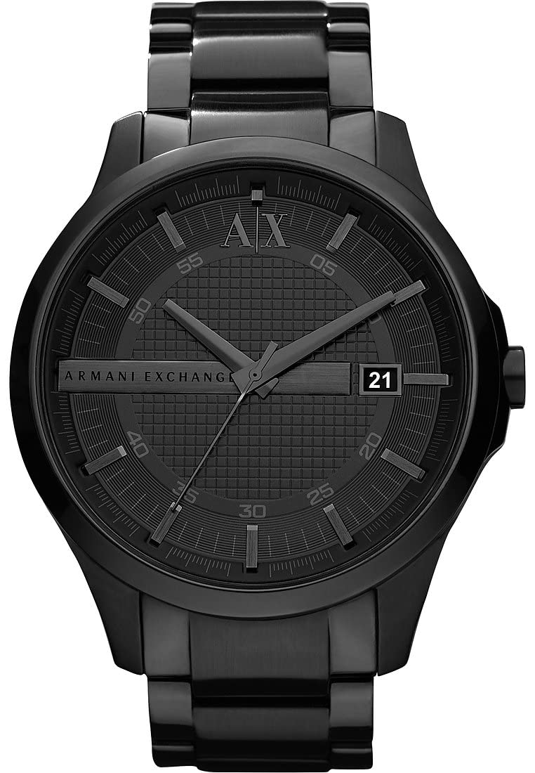 Armani Exchange Analog Men's Stainless Steel Watch AX2104 (Black Dial Black Colored Strap)