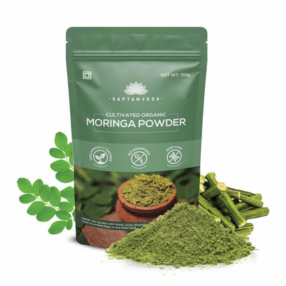 SAPTAMVEDA 100% Organic Moringa Leaf Powder - Healthy Superfood (150 GM)