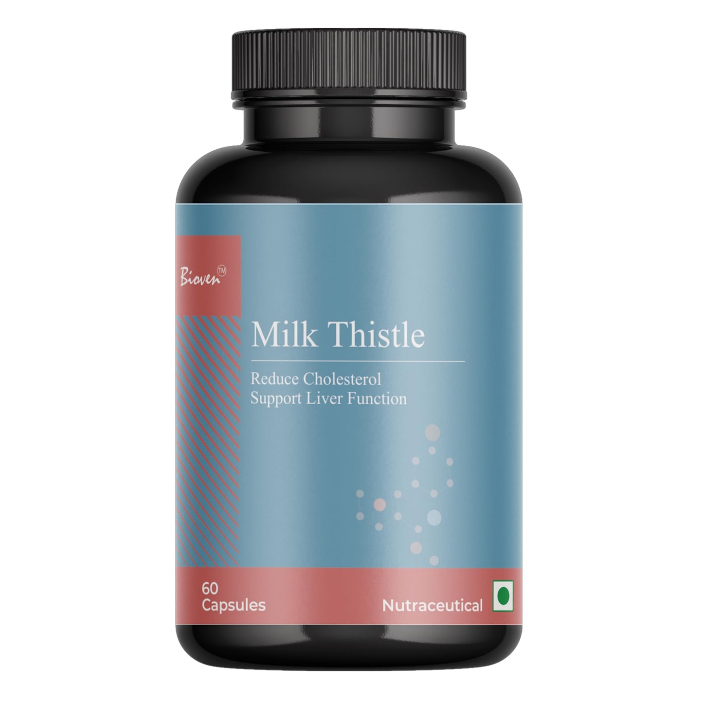 Biovencer Milk Thistle Capsules 60 Veg | Milk Thistle Extract for Liver Support & Cholesterol Balance | Herbal Supplement for Daily Wellness