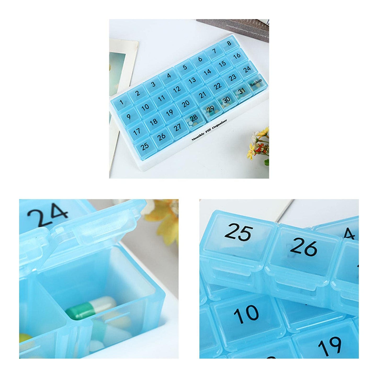 Enakshi® Monthly Pill Organizer 31 Day for Travel Supplements Vitamins Medications Blue|Health & Beauty | Health Care | Pill Boxes, Pill Cases