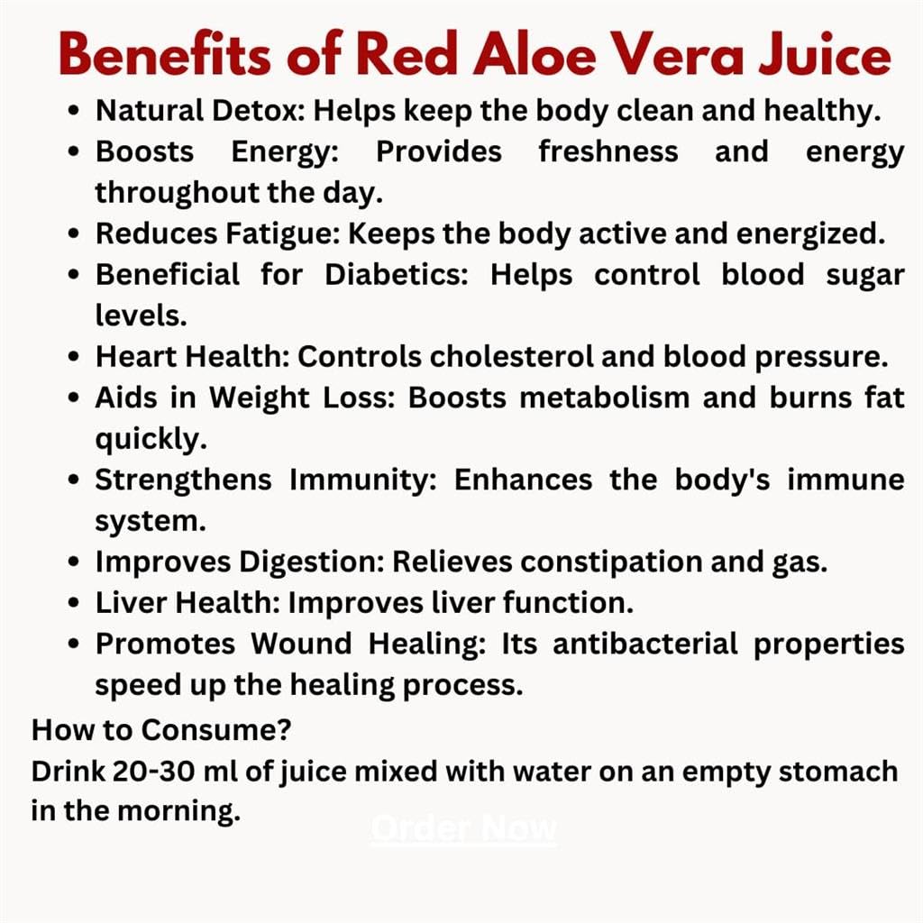Nutricio Red Aloe Vera Juice | Immunity Booster | Healthcare for Digestive System | Herbal Supplement | 1000 Ml