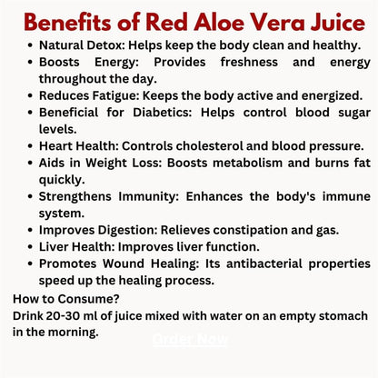 Nutricio Red Aloe Vera Juice | Immunity Booster | Healthcare for Digestive System | Herbal Supplement | 1000 Ml