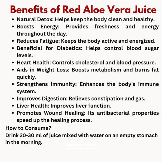 Nutricio Red Aloe Vera Juice | Immunity Booster | Healthcare for Digestive System | Herbal Supplement | 1000 Ml