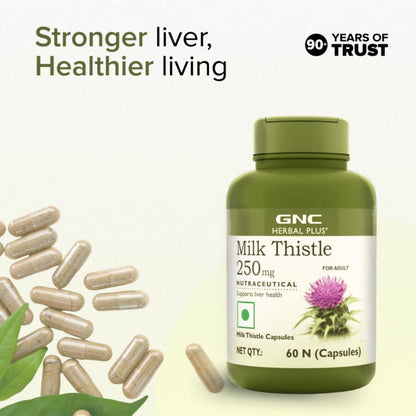 GNC Milk Thistle 250mg with 80% Silymarin | 60 Veg Capsules | Supports- image 10