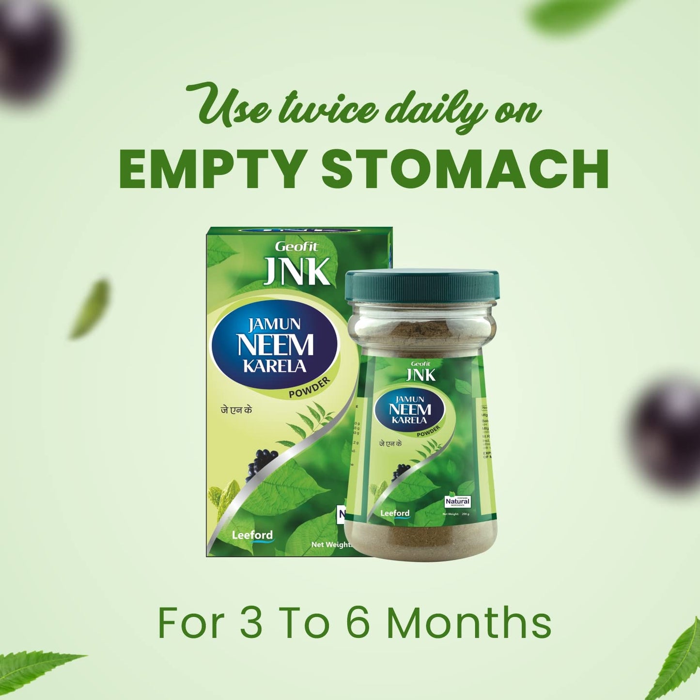 Geofit Jamun Neem Karela Powder - Pack of 2 (200g Each) | Made with Pure & Natural Herbs of Jamun, Neem & Karela | Natural Detoxifier | Improves Immune System | Regulates Metabolism | skin Purfiier