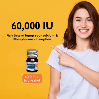 TOPUP D3 – Ready to Drink Vitamin D3 (Cholecalciferol, 60000 IU) | Nano Shots for Immunity, Healthy Bones & Strong Muscles | Sugar Free Nano Shots | Pack of 4 shots of 5 ml each