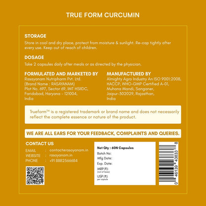 Rasayanam Curcumin + Plant-based Vitamin B12 Combo | 95% Curcuminoids, Piperine & Triple Turmeric Blend + Vegan B12 with 7 Superfoods | Supports Joint Mobility, Inflammation Balance, Energy, Focus & Nerve Health