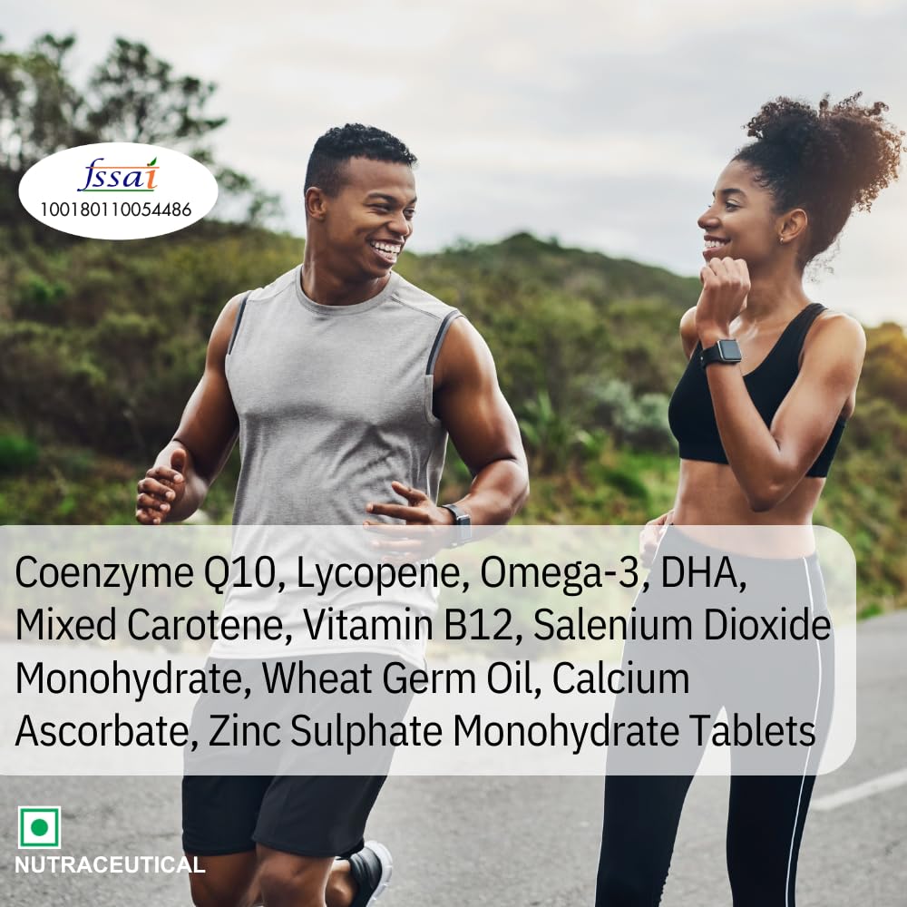 Knoll Healthcare Fertinol-Q10, Coenzyme Q10 (CoQ10) with L-Carnitine, Lycopene & Zinc Tablets | Supports Heart Health, Energy Production, Immunity & Antioxidant Support | Vegetarian Dietary Supplement (30 Capsules)