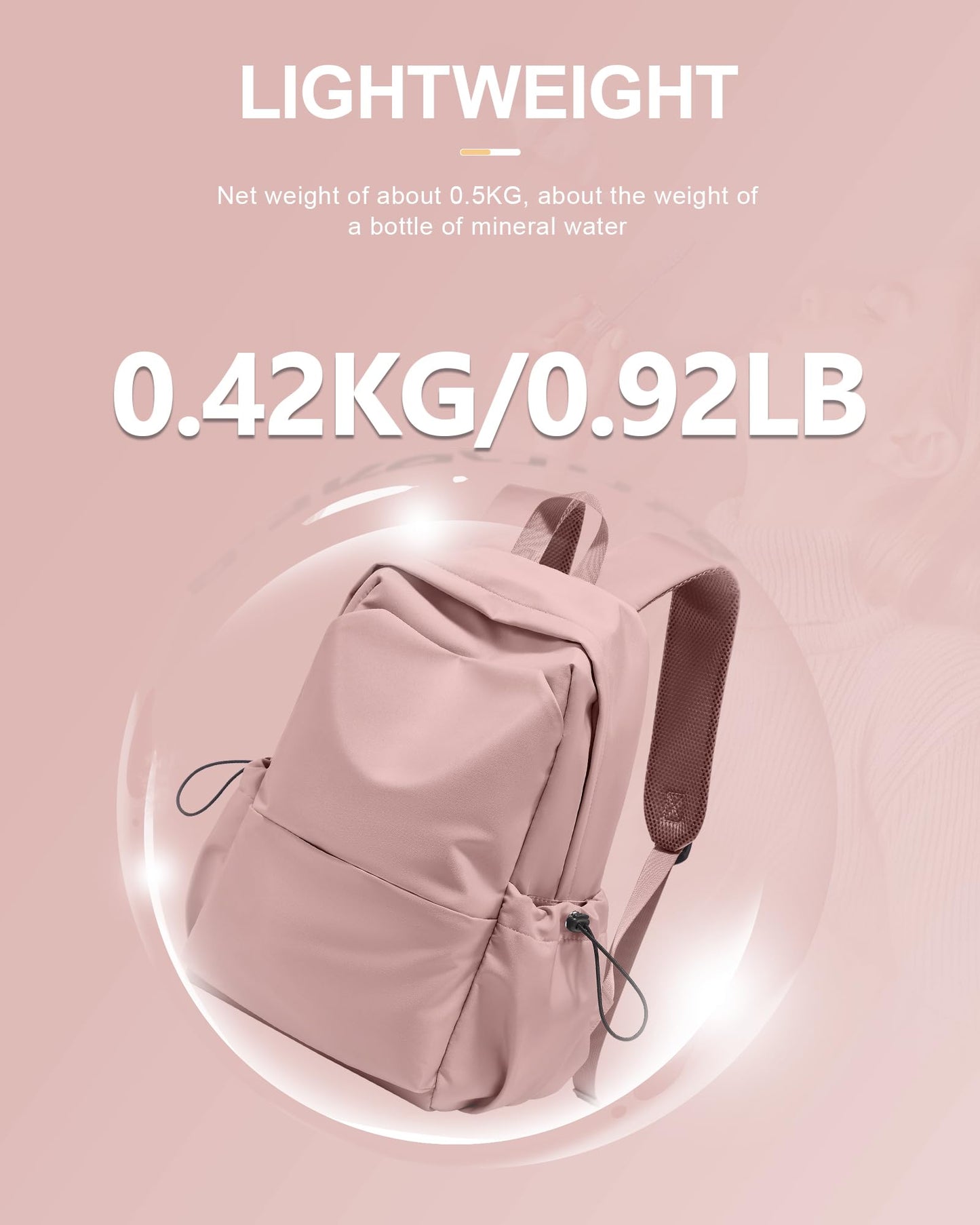 UPPACK Casual Backpack School Backpack, Pink