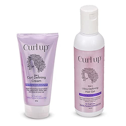 Curl up Curl Styling Combo With Curl Defining Cream & Ultra Defining Gel - For Dry Frizzy, Wavy & Curly Hair - Sulphate, Paraben & Silicone Free, Pack of 1