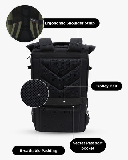 CarryPro HOBO25 V3.0 Roll-Top Zipper Laptop and Camera Travel Backpack (25-30L), Removable Camera Box, Water-Resistant + Raincover, 2-Yr Warranty – For Work, College & Travel (Olive Green)