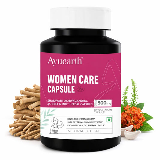Ayuearth Women Care Capsule 500 mg | Women Wellness | Multiherbal Capsule | Support Female Immune System | Promotes Energy Levels | Restore Hormonal Balance | 60 Veg Capsules