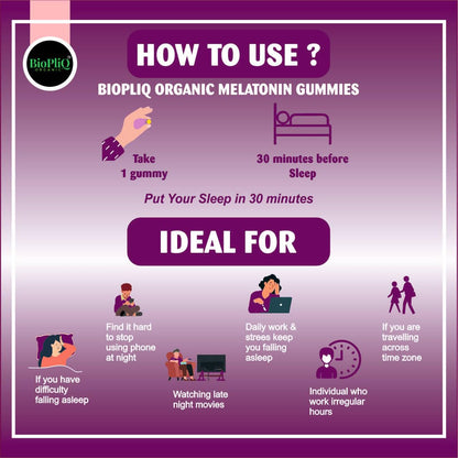 BIOPLIQ ORGANIC Melatonin Sleep Gummies 5mg– Sugar Free, Vegan Mango Flavor – With Ashwagandha, Chamomile & Valerian for Deep Sleep, Stress Relief & Relaxation– 90 Sleep Gummies for Adults– Pack of 3