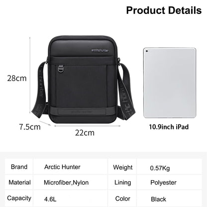 Arctic Hunter Sling Bag for Men Large Side Bag for 10.9" iPad 1680D Premium Polyester Messenger Bag Water-resistant Multi-pocket One Shoulder Crossbody Bag for Travel Office Business College,Black