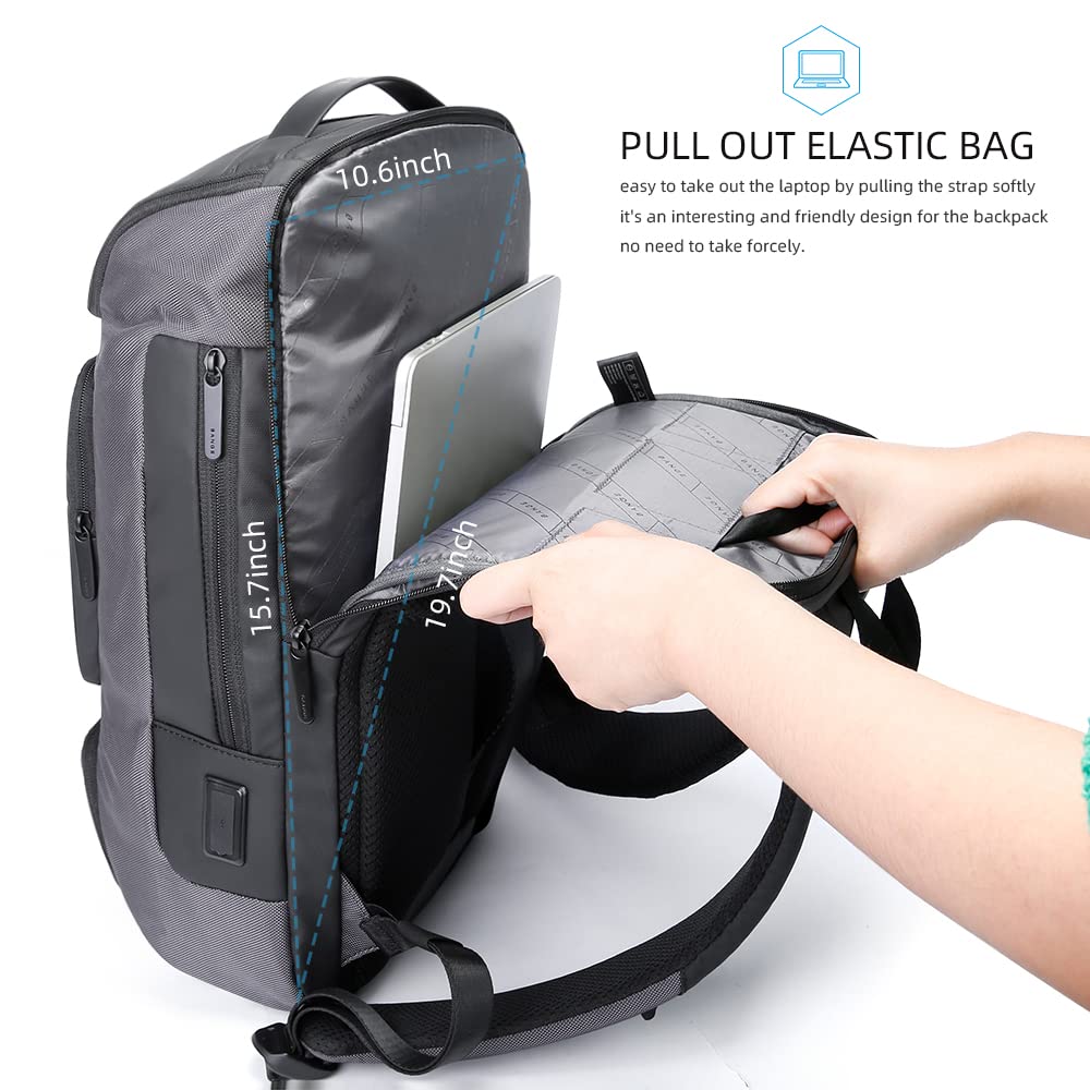 BANGE Laptop Backpack，Business Travelling Backpack with USB Charger Por- image 4