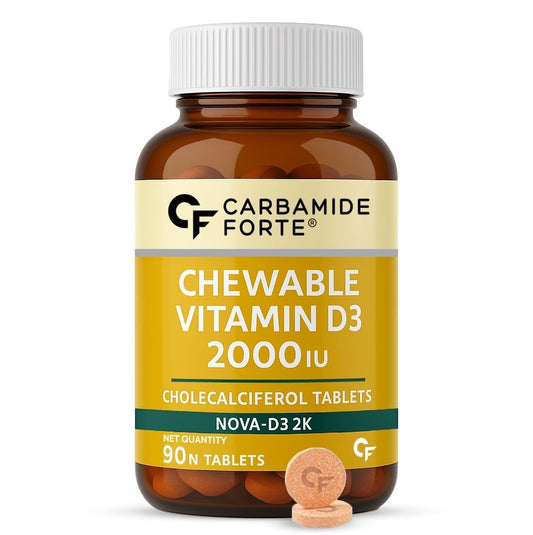 Carbamide Forte Vitamin D3 2000IU | Vitamin D Tablets | D3 supplement - Cholecalciferol for Bone & Immune Health | Vitamin D3 Tablets for Women & Men | Raspberry Flavour - 90 Tablets