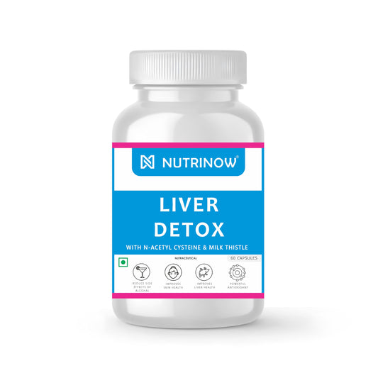 Nutrinow Liver Detox Supplement with N-Acetyl Cysteine (NAC) & Milk Thistle | Liver Cleanse, Antioxidant & Detox Support | Supports Liver Health & Skin Health | 60 Veg Capsules