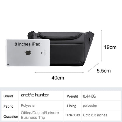 Arctic Hunter Sling Bag for Men Small 4L Side Bag for upto 8" iPad Padded Multi-pocket Chest Bag Lightweight Crossbody Pack Lightweight Water-resistant messenger Bag for Casual Office, Black