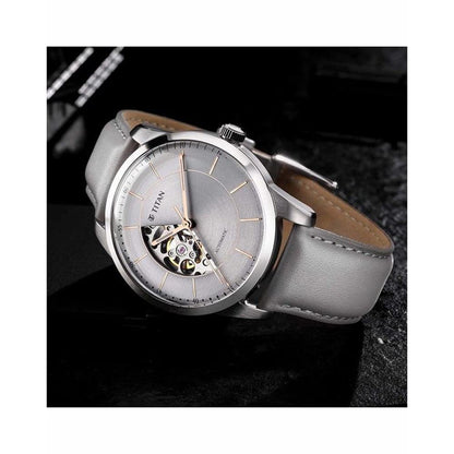 Titan Automatics Grey Dial Automatic Leather Strap Analog Watch for Men- image 3