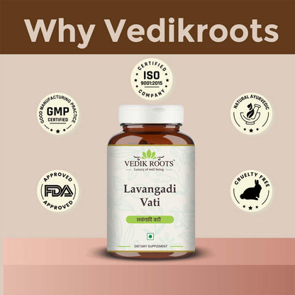 Vedikroots Lavangadi Vati - For Relieving Nasal Congestion | Ayurvedic Supplement For Respiratory Issues | Support Healthy Digestion 120 Tab (Pack-1)