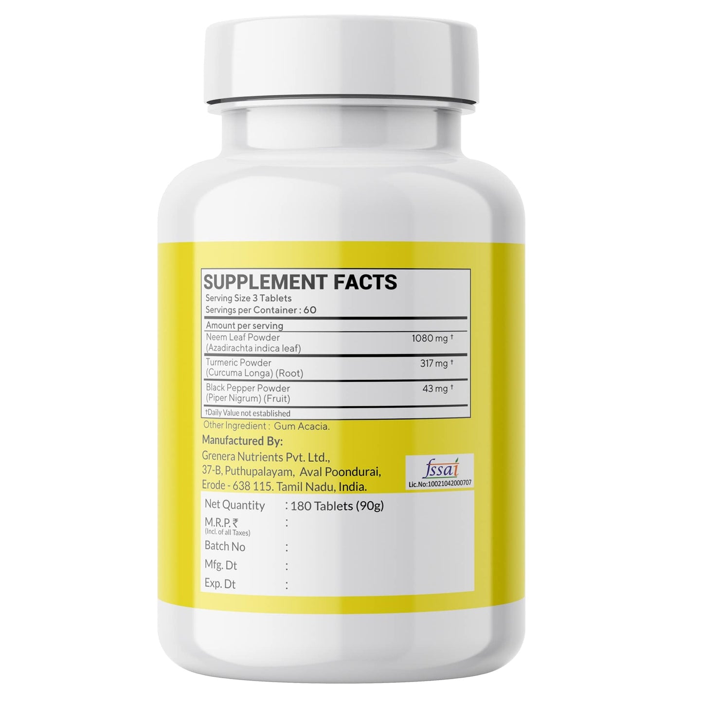 Neemveda Neem Turmeric with Black Pepper 180 Tablets, Made with Pure Tu- image 3