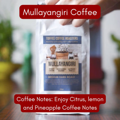 Toffee Coffee Roasters | Mullayanagiri Coffee, Medium Dark Roast, 250 g | Grind: Whole Beans, Single Origin, 100% Arabica | Speciality Coffee | Freshly Roasted