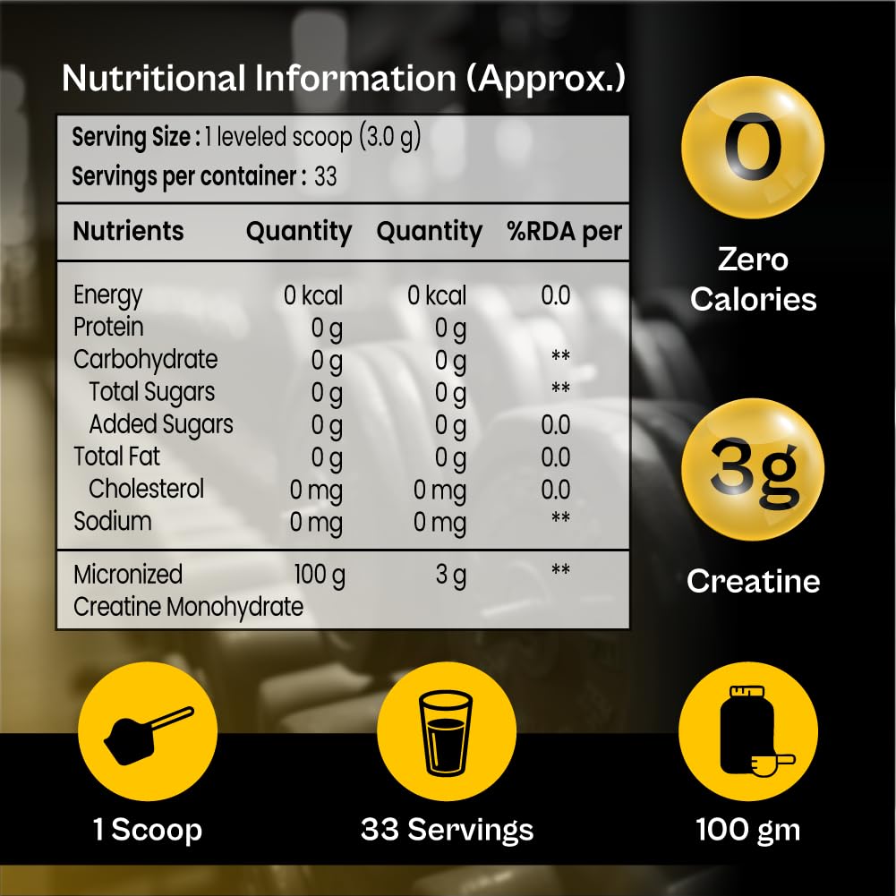 TATA 1MG Creatine Monohydrate | Pure, Micronized (83 servings,250gm) No Additives, No Preservatives | Zero Calories | Boosts Strength, Power & Recovery | Fast Absorption | Unflavoured