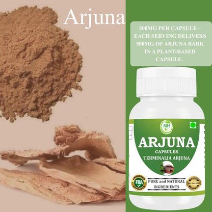Morsan's Arjuna (Terminalia arjuna) Capsules, Pack of 2 x 60 x 500 mg. Veg. Capsules (2)