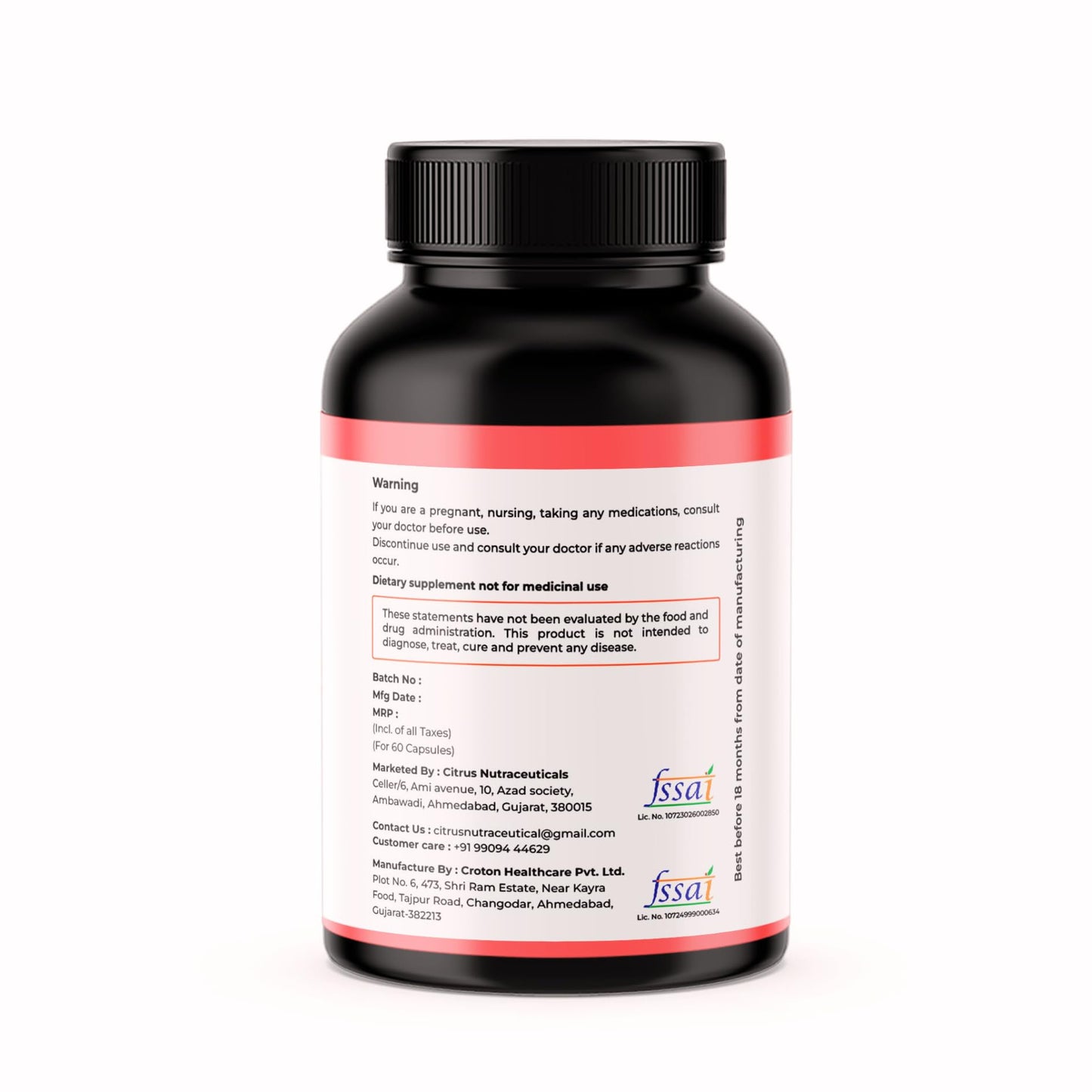 CITRUS NUTRACEUTICAL Coenzyme Q10 (CoQ10) 100mg with Piperine, 60 Capsules