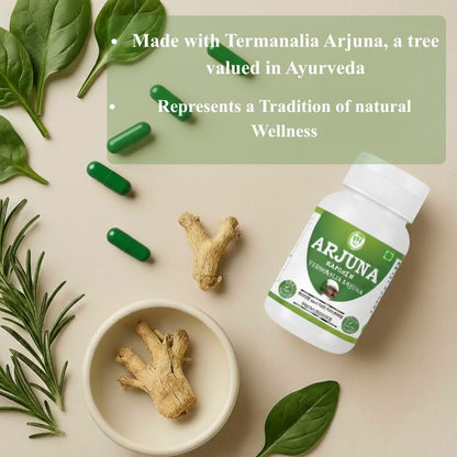 Morsan's Arjuna (Terminalia arjuna) Capsules, Pack of 2 x 60 x 500 mg. Veg. Capsules (2)