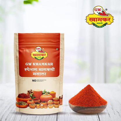GW Khamkar SPL Malvani Masala | Special Sunday Masale |Traditional Maharashtrian Blend |Cold Pressed |All-in-One Masala | Traditional secret recipe | For Veg & Non-Veg Dishes | Authentic Taste| No Artificial colour and Preservatives | Pack of 1 -185GM