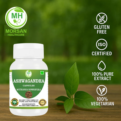 Morsan's Ashwagandha (Withania sominfera) Capsules, Pack of 60 x 500 mg. Veg. Capsules (1)