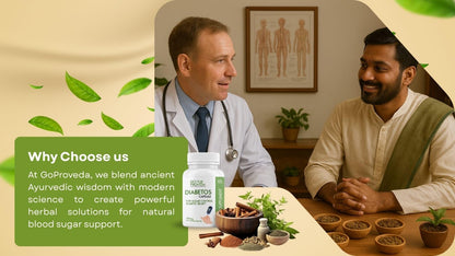 GoProVeda Diabetos Capsules | Ayurvedic Medicine for Blood Sugar & Diabetes Care | Karela, Jamun, Giloy & 9 More Herbs | 60 Capsules