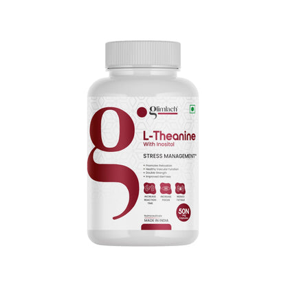 GLIMLACH L-Theanine 50 Capsules | Reduces anxiety & Stress | Promotes natural Relaxation, Restoration and Relief of Stress | L-Theanine Dietary Supplement Capsules