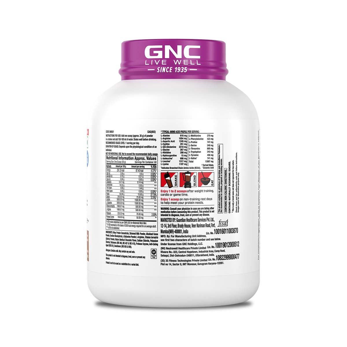 GNC Pro Performance Power Protein | 4 lbs/1.81 Kg | 6 In One Stack | 1500 Mg Creatine| No Added Sugar| 2744 MG BCAA | Informed Choice Certified | 30g Protein | 2.2g L-Glutamine | Energy Features Enzymes For Better Digestion | Double Rich Chocolate| Formul
