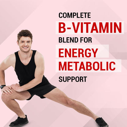 CUREFOREVER Vitamin B Complex Tablets | with B1, B2, B5, B6, Biotin & B12 | Energy, Metabolism & Immunity Support | Healthy Hair, Skin & Nails | Vegan B Complex for Men & Women – 60 Tablets