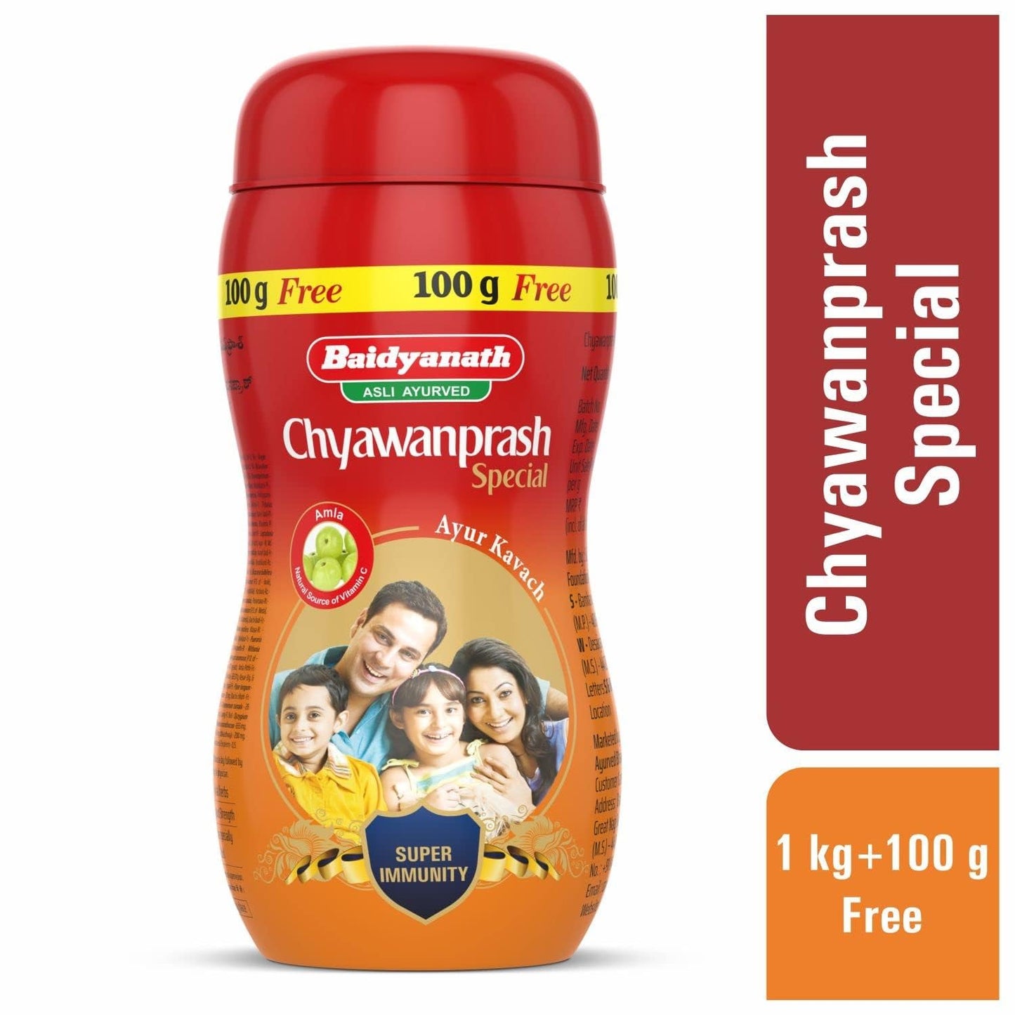 Baidyanath Asli Ayurved Chyawanprash Special, 1kg + 100g Free |Natural Immunity Booster for Adults & Kids - Enriched with 47 Vital Ayurvedic Ingredients