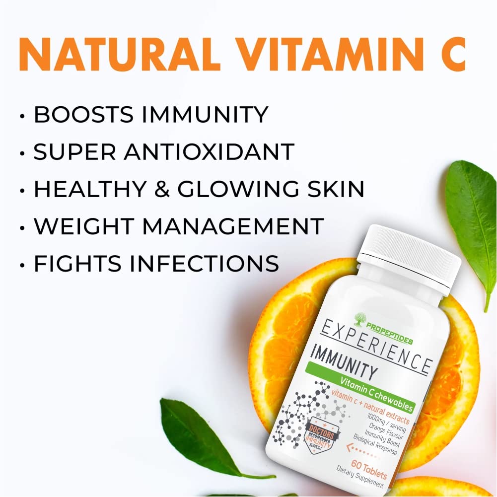 Propeptides Vitamin C Tablet 1000mg With Vit D, Zinc, Natural Immunity Booster Amla,Citrus Bioflavonoids. Antioxidant Supplements & Skin Health For Men & Women - 60 Chewable Veg Tablets