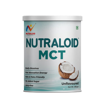 NUTRALOID MCT Powder 200g | Medium Chain Triglycerides Supplement for Instant Energy | Keto & Paleo Friendly | No Added Sugar | Dairy Free | Unflavoured Coconut MCT Powder