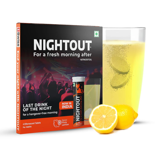 Fast&Up NightOut | 4 Effervescent tabs | Instant Hangover Relief | Helps detoxify liver | Rapid hydration & energy | Helps prevent Hangover | Zero sugar | Fizzy lemon flavour