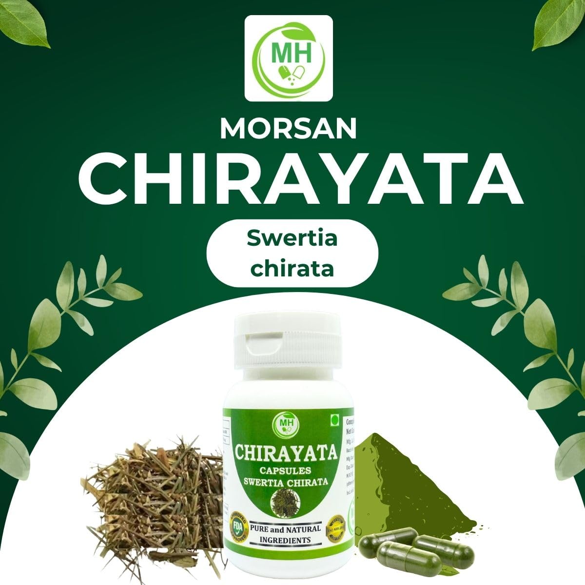 MORSAN HEALTHCARE Chirata herb capsules 500 mg – 60 Veg Capsules | Swertia Chirata Extract | Plant-Based Herbal Supplement | Vegan & Gluten-Free (PACK OF 1)